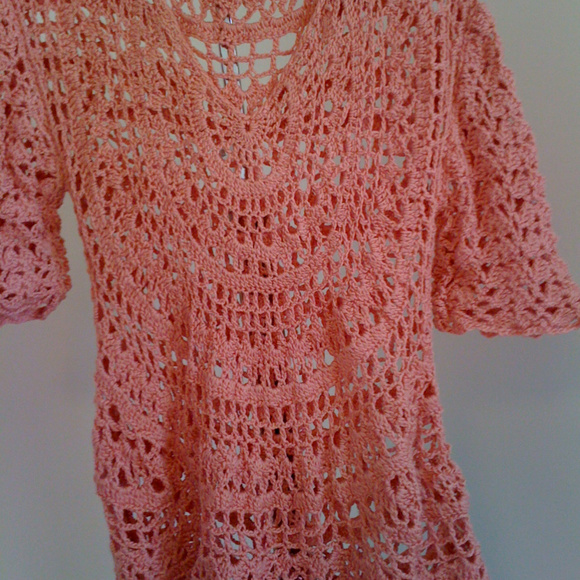 Handmade Bamboo Silk Crochet drop sleeve top XL - Picture 2 of 3